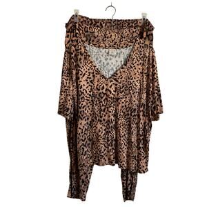 Soma Cool Nights Plus Size 2 Piece Leopard Print Pajama Set - Size XXL